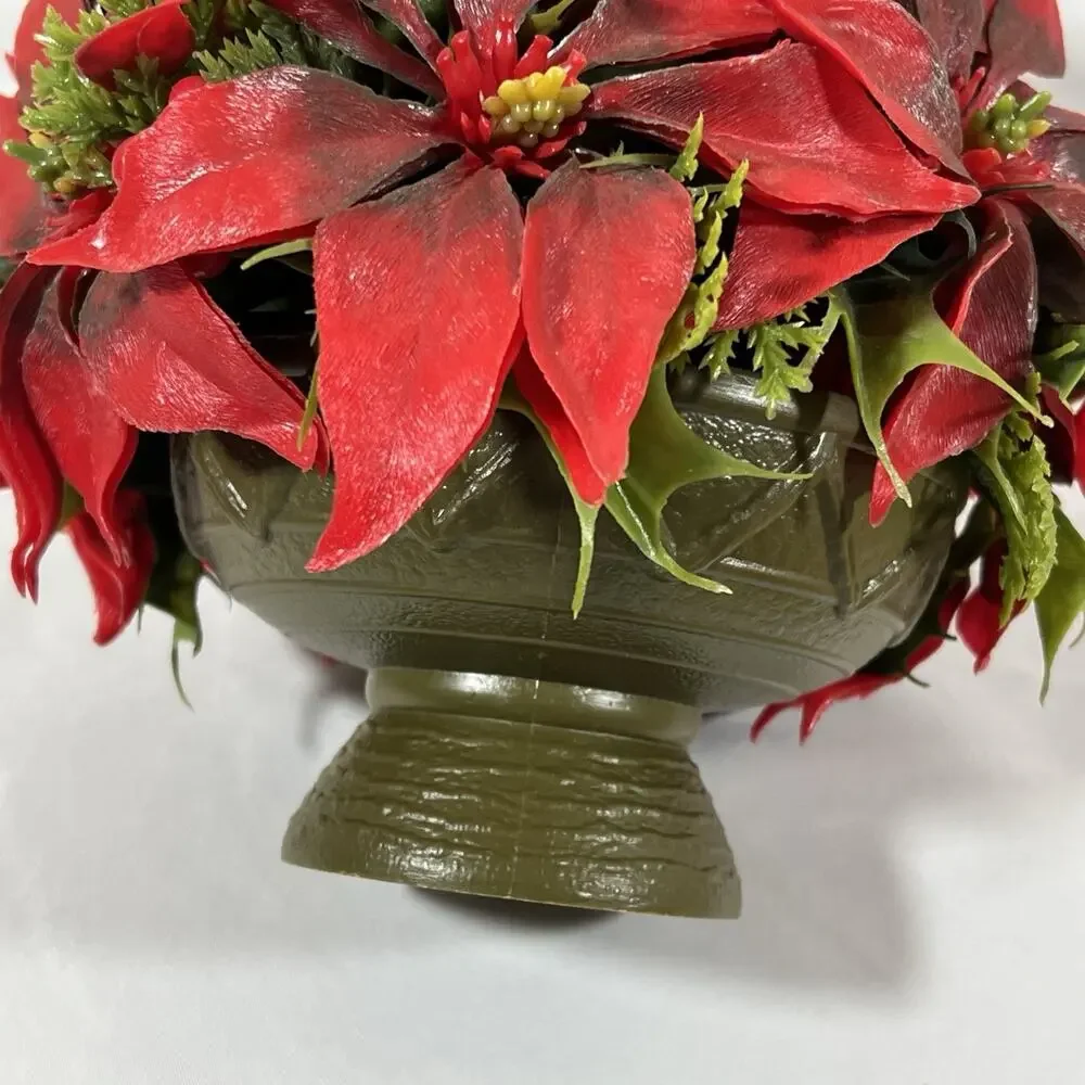 Vintage MCM Christmas Centerpiece Poinsettia Mid Century Kitsch Plastic Floral